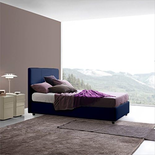 Gemma Sararreda - Faux Leather Upholstered Platform Double Bed With Storage Compartment - Bed Frame Included - Blue - Made In Italy