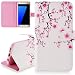 Produktbild SMART LEGEND Farbmalerei PU Leder Brieftasche Hülle für Samsung Galaxy S7 Flip Folio Wallet Schutzhülle Premium Magnetverschluss Painted Gemalt Leder Tasche Protection Case Skin Cover Patterns Holster Lederhülle mit Book Style Karten Slots Standfunktion Ständer und Magnetic Button Buckle - Romantik Kirsche Weiß Rosa Blume