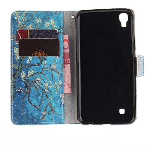 LG X Power Lederhülle, Asnlove PU Ledertasche Schutzhülle + Weich Hülle Stand Feature Flipcase Tasche Leather Case mit Standfunktion Tablet Etui mit Karte Slots für LG X Power / LG K220 (5,3 Zoll) – Aprikosenbaum - 6