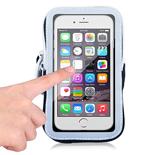 iPhone 6 Plus Sportarmband, Splaks Urtraweich Schweißfest iPhone 6 Plus Sportarmband Jogging Armband Armtasche Oberarmtasche Sporthülle mit einstellbarer Band und Schlüssel-Bargeld-Halter geeignet für Radfahren, Wandern, Kanufahren, Reiten, Einkaufen, Rollerblading, Skifahren, Hausarbeit -Schwarz - 3