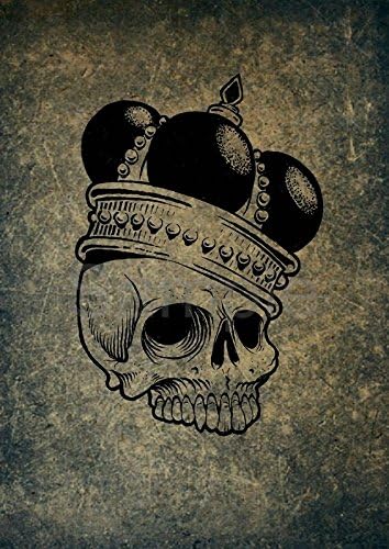 Skull King Punk Gothic Poster Tattoo Art Steampunk room Wall Art A4 poster print