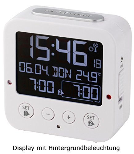TFA Dostmann 60.2531.02 Bingo weiss Funk-Wecker mit Negativ Display 2 Alarme Lichtsensor - 2