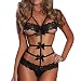 Produktbild Dessous Damen,Dasongff Damen Dessous Reizvoller Lace Babydoll Nachtwäsche Lingeries Reizwäsche Clubwear Dessous Bogen Kleid Nachtwäsche G-String Nachtwäsche (L, Sexy Schwarz)