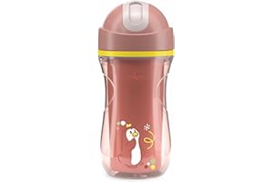 Chicco Sport Cup Bicchiere Antigoccia in Silicone per Bambini 14+ Mesi, 266 ml, Tazza Biberon Termica per Imparare a Bere, con Cannuccia Flessibile Resistente ai Morsi, Senza BPA, Rosa