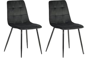 ‎EGGREE EGGREE Esszimmerstühle 2er Set Samt Esszimmerstuhl Essstühle mit Gepolsterte Moderner Design Küchenstühle, Stühle für Esszimmer Wohnzimmer Schlafzimmer, Metallbeinen Tragkraft 150 kg, Schwarz