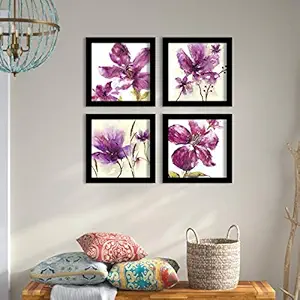 Painting Mantra Art StreetUV Textured Purple Breez Black Framed Painting (Synthetic, 10x10-inch) -Set of 4