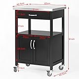 SoBuy® Servierwagen, Küchenwagen, Rollwagen mit Edelstahlarbeitsplatte,Getränkewagen fürs Büro,FKW22-SCH - 5