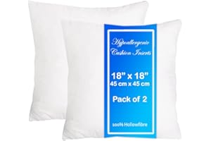 Molten Creek® 4x Packs 18"x18" Square Cushion Pads Insert (45 x 45 cm) Hollowfibre Inner Fillers Anti-Allergy Sofa Cushion inserts (Pack of 2)