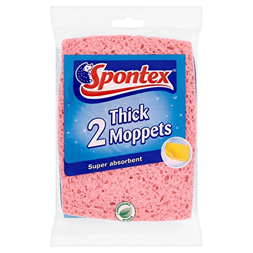 Spontex Thick Moppets,  6 packs of 2 (Total 12 Sponges)
