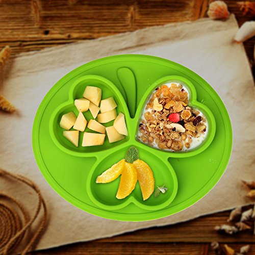 TOPQSC Babyteller mit dem Saugnapf Silikon Tischset Platzmatte leichte Reinigung Teller für Baby und Kinder - 5