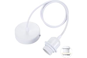 Linkind suspension E27 avec anneau à vis, câble textile réglable 100cm, suspension compatible avec abat-jour, douille idéale pour cuisine, salon