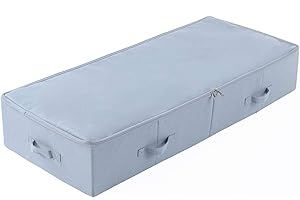 Amonsen Contenedores de almacenamiento debajo de la cama de tamaño jumbo de 100 * 43 * 18 cm con 3 lados abiertos y 2 ziplocker, plegables y transpirables, Gris claro