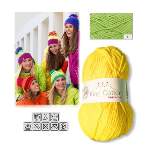 Wolle Strickgarn Häkelgarn KING COTTON ägyptische Baumwolle+Acryl stricken häkeln Farbe_11_apfel-grün