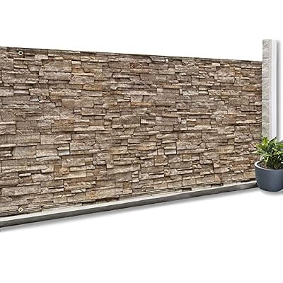 IDMarket - Brise Vue occultant 1 x 10m Motif Pierre 160 GR/M²