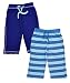 Baby Boys Soft Cotton Plain & Stripe Elasticated Waist Twin Pack Short Set. Sizes:6-24 Months (12-18 Months)