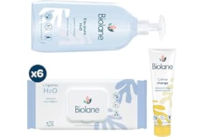 BIOLANE - Kit Spécial Change - 1 mois - Lingettes (432 Lingettes) - Eau pure - Crème de change - Bébé - Peaux Sensibles - Dès la naissance - Ingrèdients naturels - Fabriqué en France