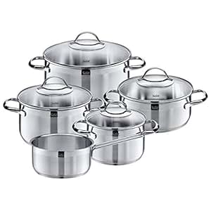 Silit Achat Topfset 5-teilig, Töpfe mit Glasdeckel