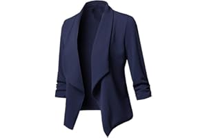 Iuyhau Womens Casual Blazers Jackets Lapel Open Front Long Sleeve Work Office Cardigan Lightweight Business Lounge Dressy Blazer Outfit for Work