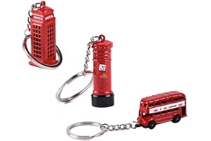 Toyvian 3Pcs Portachiavi Londra Portachiavi Souvenir Britannici Portachiavi Portachiavi Cabina Telefonica Bus a Due Piani per Turisti Genitori Regali Amici