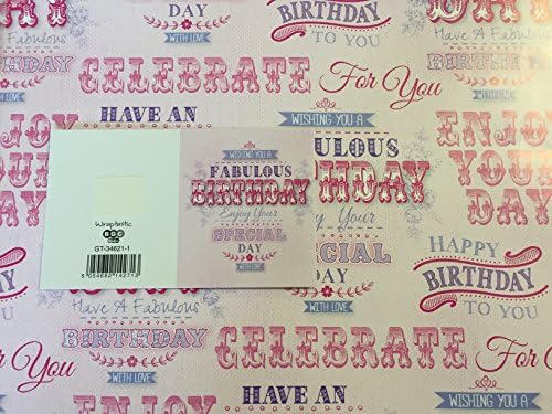 Ladies Pink/Purple Wishing You A Fabulous Birthday Gift Wrapping Paper 2 Sheets + 1 Gift Tag