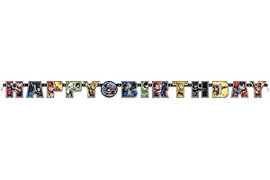 UNIQUE Justice League Multicolor Happy Birthday Jointed Birthday Banner (1.9 meters) 1 Piece - Celebration Décor for Superhero Fans