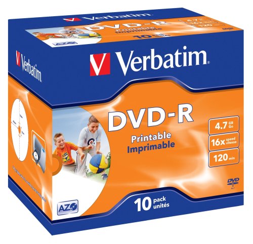 Verbatim 43521 DVD-R 16x 10-pack Printable Optical Media - 2