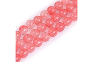 HAAMIIQII 35pcs 10mm Wassermelone Kirsch Quarz Kristall Perlen Runde Lose Edelstein Perlen für Schmuck Herstellung DIY Armband Halskette