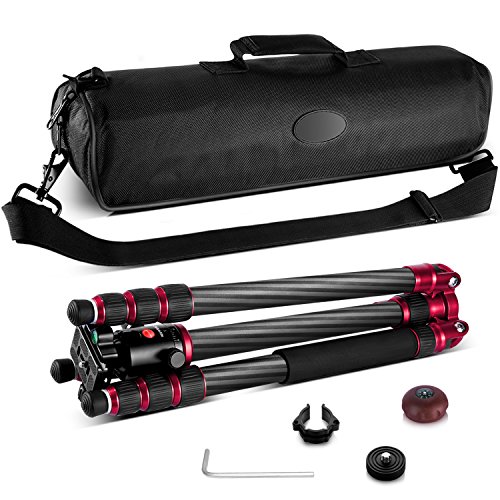 Neewer 160cm Fibra de Carbono Trípode Monopie con 360 Grados Ball Head, Placa de Zapata Rápida 1/4