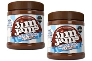 ZAMFOODS Jimjams No Added Sugar Healthy Diabectic Belgium Milk Chocolate Spread 350g, for Pancakes, Porridge, Muffins and Party Food, Unique Recipe, I Mothers & Fathers Day I Christmas (2 Jars, Mix)