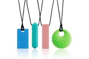 KEFU Collier a macher enfant tdah,4 pièces colliers à mâcher sensuels pour enfants et adultes souffrant de dentition, d'autisme et de TDAH（match 2）