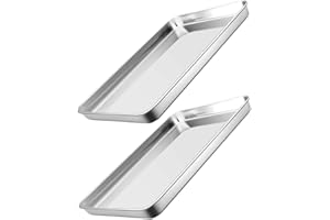 MOLIGIN Plaques de cuisson et biscuits, plateau de four en acier inoxydable, plaque de cuisson sans bâton, poêles pour outils de cuisine, 2 pièces