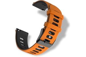 RoYiio Silikonowa bransoletka o szerokości 22 mm, wygodna, wodoszczelna, sportowa bransoletka zastępcza dla kobiet i mężczyzn – pomarańczowo-czarna, 22mm