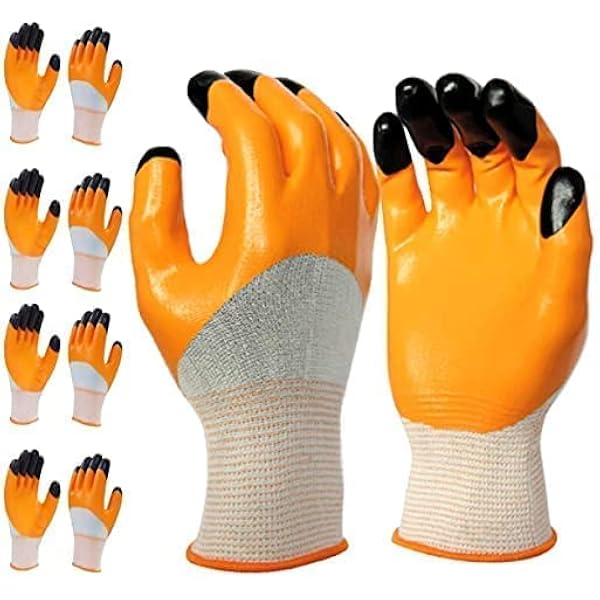 10 Pairs Of 3M Nitrile Foam Coated Gloves - Orange, Comfort Grip, Perfect For Work, Gardening, And DIY Projects