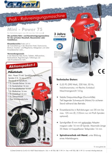 Rohrreinigungsgerät MINI Power 75 SET-I inkl. Spiralenschutzschlauch - 2