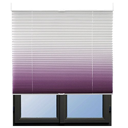 JEMIDI Plissee zum verspannen OHNE BOHREN Klemmfix Klemmen Fertigplissee Rollo Jalousie Faltstore Faltrollo Rollo Farbverlauf Beere 75cm x 130cm