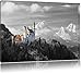 Produktbild Schloss Neuschwanstein im Herbst B&W Detail, Format: 80x60 auf Leinwand, XXL riesige Bilder fertig gerahmt mit Keilrahmen, Kunstdruck auf Wandbild mit Rahmen, günstiger als Gemälde oder Ölbild, kein Poster oder Plakat