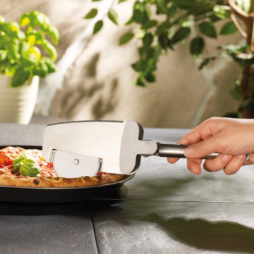 Rosenstein & Söhne Cleverer 3in1-Edelstahl-Pizzaschneider mit Heber - 3