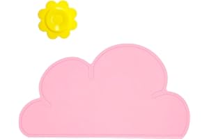 BITEYI Salvamantel,Silicona Mantel Mat Mantel Individual Estera de Tabla para Bebé y Niño,Forma de Nube,Lavable,Antideslizante (Rosa)