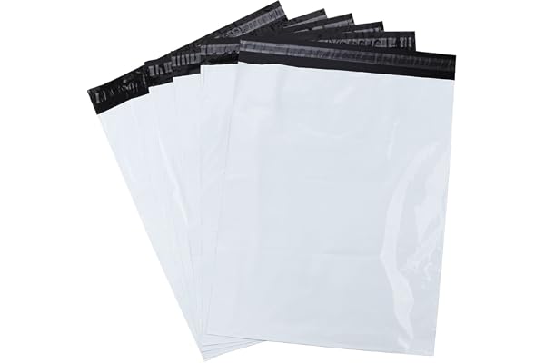 60pcs Sacs d'expédition Plastique Sac de Courrier Grandes Pochettes Enveloppes Postales Couleur Blanc 42 x 52cm, 5cm de Rabat Sac Colis, Emballage Colis Vinted Imperméable et Indéchirable