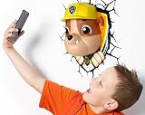 Paw Patrol Rubble Wandlampe 3D Light FX Kinderlampe – Nachtlicht für kinder mit automatische Abschaltung und Wandaufkleber - 3