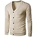Produktbild Langarm Strickjacke Herren, DoraMe Männer Herbst Winter Strickpullover Knopf V-Ausschnitt Mode Lässig Pullover Mantel (Beige, L)