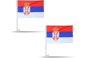 ‎SONIA ORIGINELLI Set of 2 "Car Flag" Flag World Cup Countries Football Fan Colour: Serbia