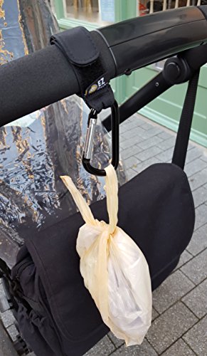 EZ-Bugz Kinderwagen-haken. Befestigen Sie Ihre Einkaufstüten & Taschen sicher am Kinderwagen. Universale Passform, Schwarz, 2er Packung - 8