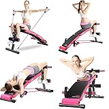 Anpassbares Design Die Bank verfügt über ein anpassbares Rückenpolster und ein Arm-Curl-Polster für Übungen zum Kippen, Senken und Komprimieren der flachen Brust. Sie können auch die Höhe des Langhantelrohrs einstellen, um die Bedienung zu vereinfachen.