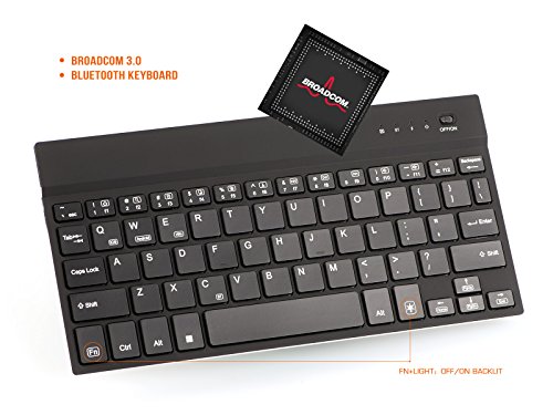 Lindon-Tech 7 colori tastiera retroilluminata ultrasottile senza fili Bluetooth per iOS iPad mini 1/2 iPad Air 2/3 di Windows Smartphone Android Tablet PC- US Layout