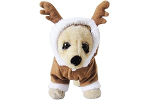 Filhome Puppy Dog Christmas Reindeer Costume, Pet Cat elk Costume Hoodie Christmas Winter Coat Clothes Xmas Outfit Apparel