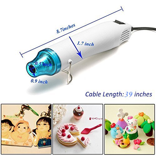 MAIKEHIGH heißluftfön mini, Heat Gun Werkzeug, DIY Stempel Convex Powder Emboss Heat Gun-Tool, ABS Material Heizgeräte.(weiß) - 3