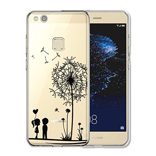 Huawei P10 Lite Funda   IJIA Ultrafino Transparente Diente de Le  n J  venes Amantes TPU Silicona Suave Cover Tapa Caso Parachoques Carcasa Cubierta para Huawei P10 Lite   24K Etiqueta Engomada