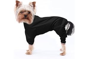 Geyecete 1/2 Leg Trouser Suit，Dog Raincoat Lightweight Pet Waterproof Jacket for Dogs Puppy Four Legs -Black-M