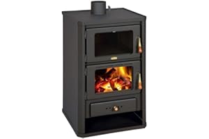 BALKAN ENERGY Prity FG - Estufa de leña con horno (14 kW, compartimento de leña)